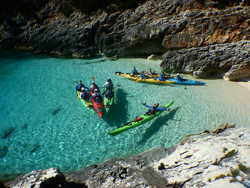 crossing from Ithaki to Kefallonia with sea kayaks